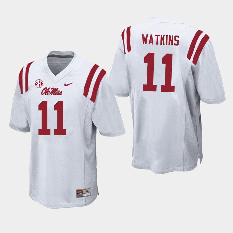 Ole Miss Rebels #11 Jordan Watkins College Football Jerseys Sale-White